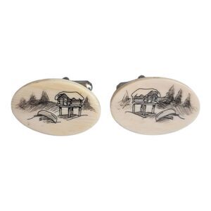 Vintage Scrimshaw Style Cufflinks Forest House